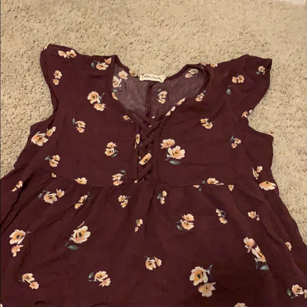 Chloe and Kate maroon blouse with flowers